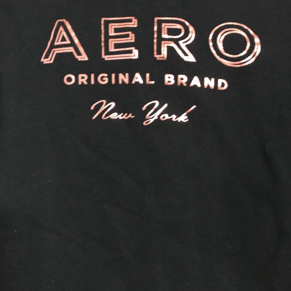 Aeropostale y2k black pinkish gold logo hooded sweatshirt women’s Size XS teens - Picture 4 of 6